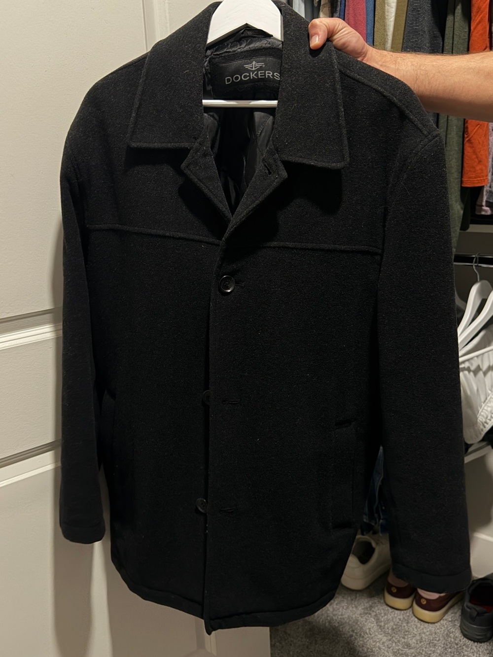 Dockers Black Wool-Blend Pea Coat